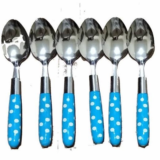 [BISA COD] PROMO Sendok Makan Isi 6 pcs Motif Polkadot Stainless Alat Makan Gagang Polkadot Unik Terlaris Murah