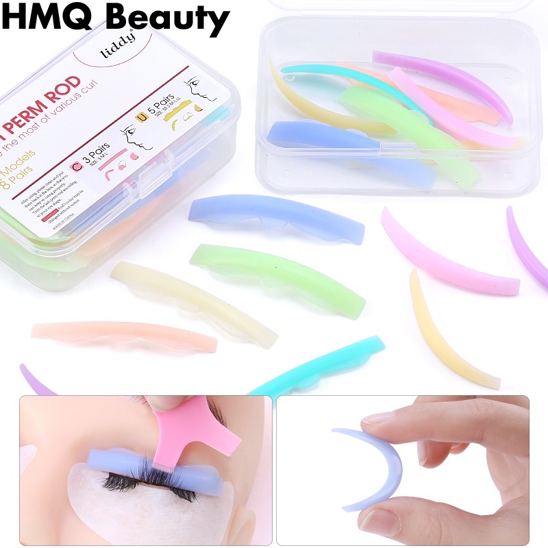 8pasang Eyelash Perming Pad Silicone Eyelashes Perming Curler Reusable Lash Lift Shield Pads Untuk Mengangkat Bulu Mata Langgeng