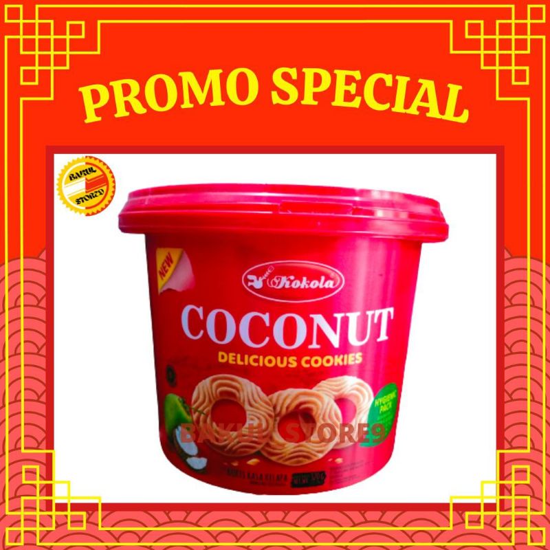 KOKOLA DELICIOUS COOKIES CHOCOLATE / COCONUT 320 GRAM KALENG