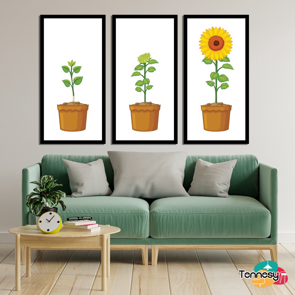 TENNESY HIASAN DINDING BUNGA MATAHARI TANAMAN WALL DECOR 15x30CM PAJANGAN KAYU POSTER DEKORASI DINDING KAMAR TIDUR RUMAH SUN FLOWER