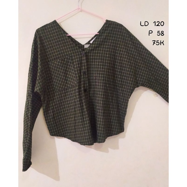 blouse kemeja tartan army/ blouse kemeja korea/ blouse kemeja oversize