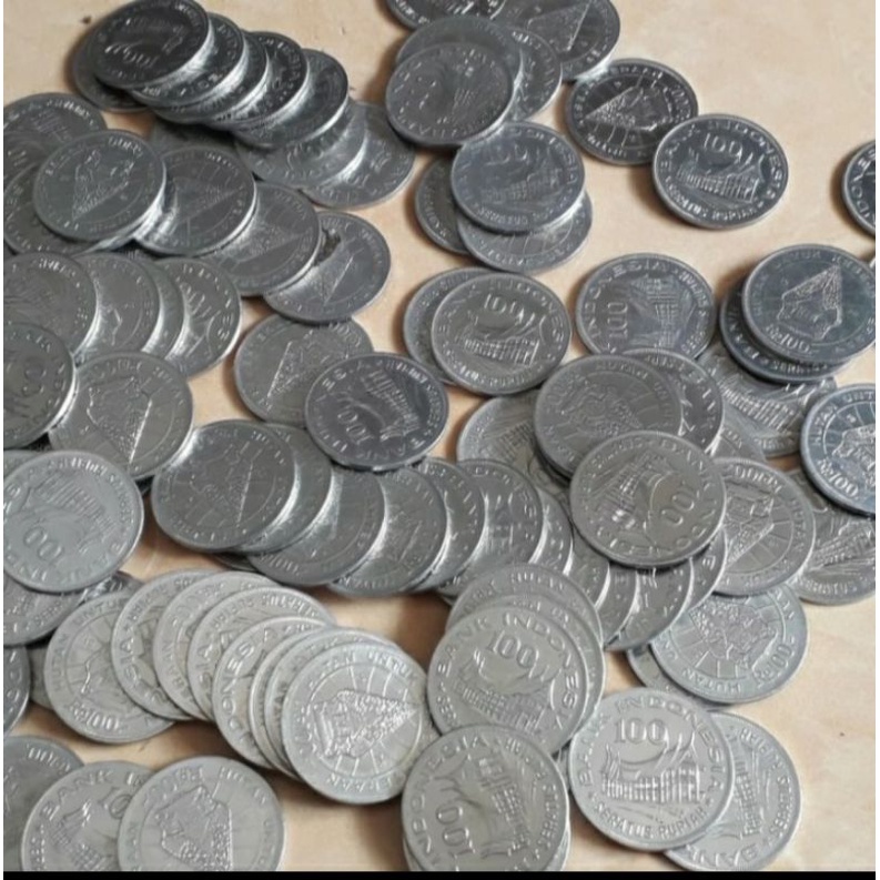 uang kuno coin 100 tipis asli bersih