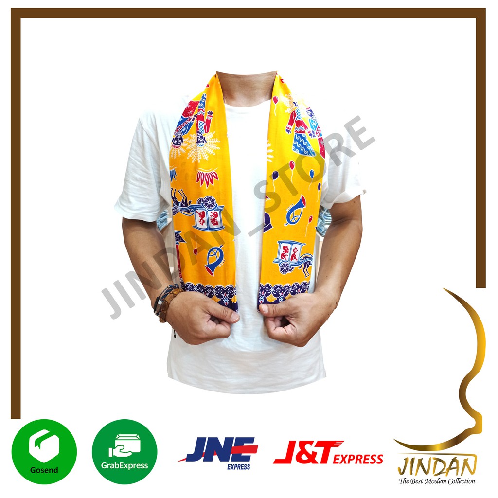Selendang Betawi Syal Batik Cukin Ondel-Ondel Betawi-Kuning - 02