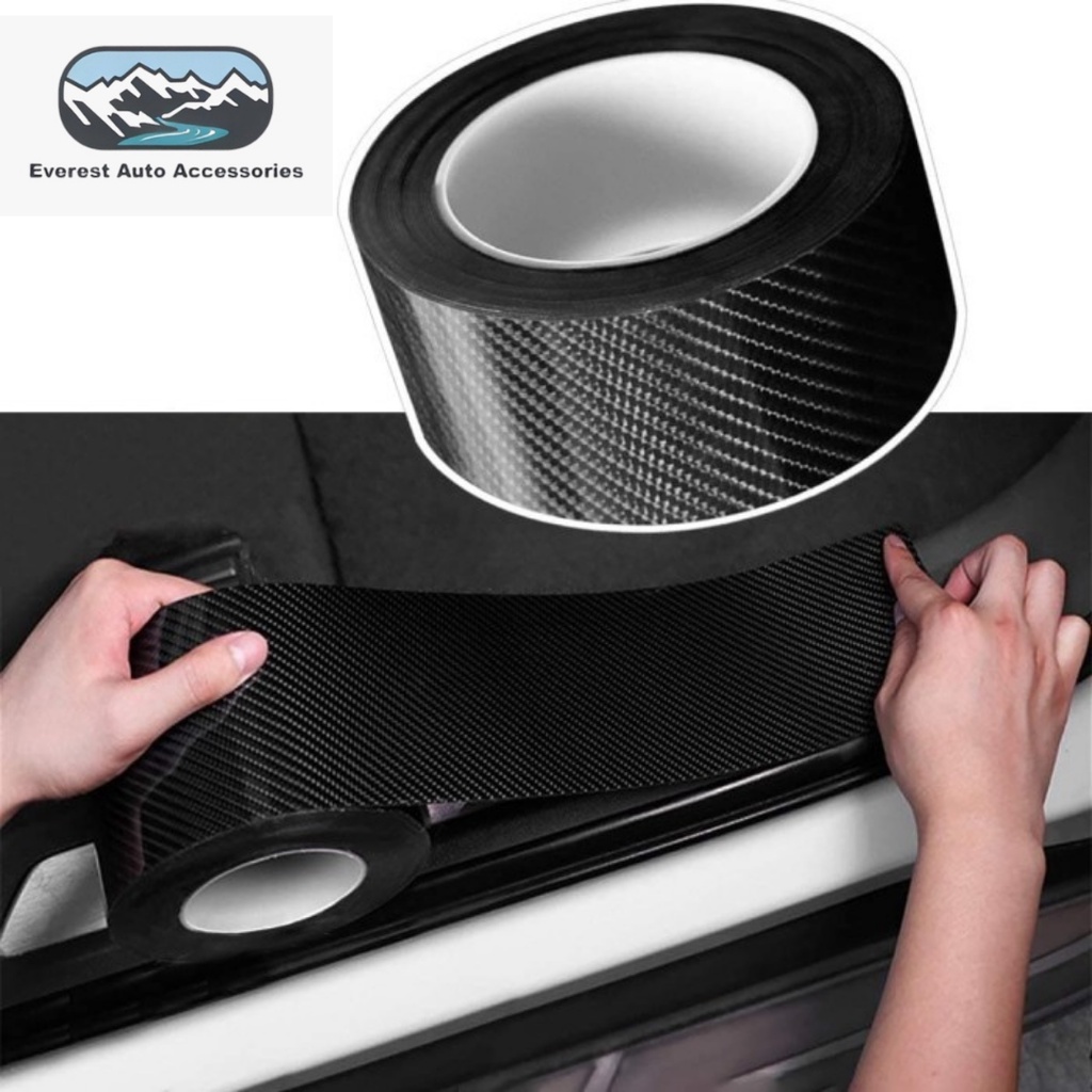 Sticker Sill Plate 5D Carbon Vinyl Gloss Anti Lecet Mobil Sticker Pelindung Body Injakan Roll 5M