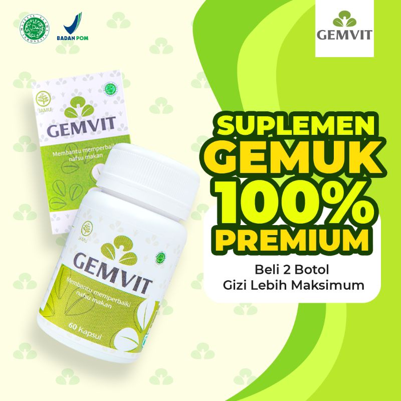Gemvit suplemen penambah penggemuk badan bpom anak dewasa pemutih badan permanen bpom original