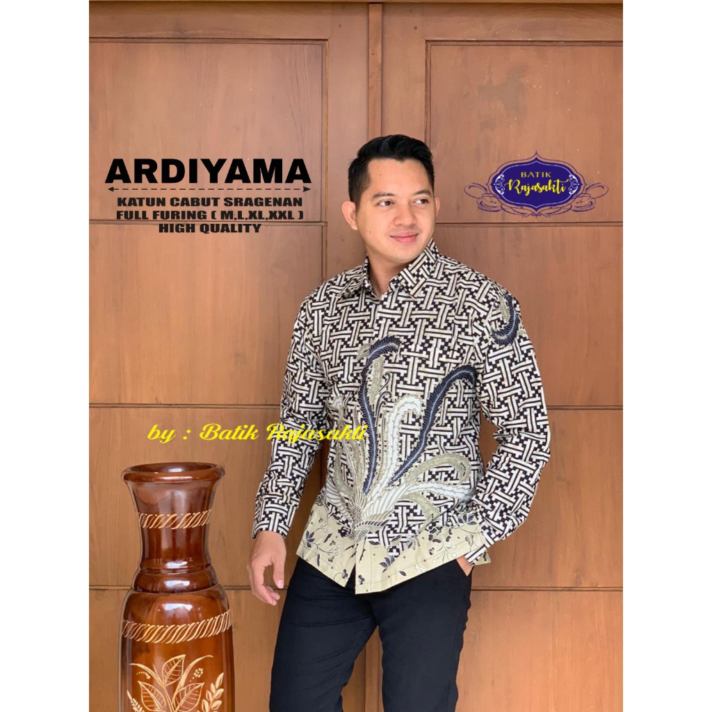 ARDIYAMA Kemeja Batik Pria Lengan Panjang Katun Halus FULL FURING Rajasakti