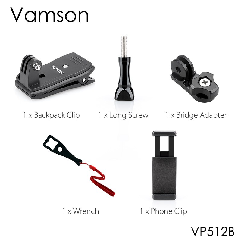 Vamson Clip Clamp Mount 360 Rotary + Smartphone Holder for GoPro / Xiaomi Yi - VP512 - Black - 7RCS23BK