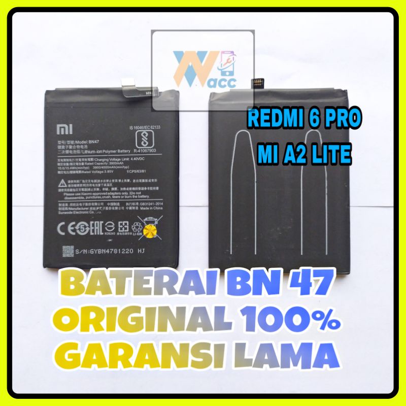 BATERAI REDMI 6 PRO / BATRE REDMI 6 PRO / BATERAI MI A2 LITE /BATRE MI A2 LITE / BATERAI REDMI BN47 