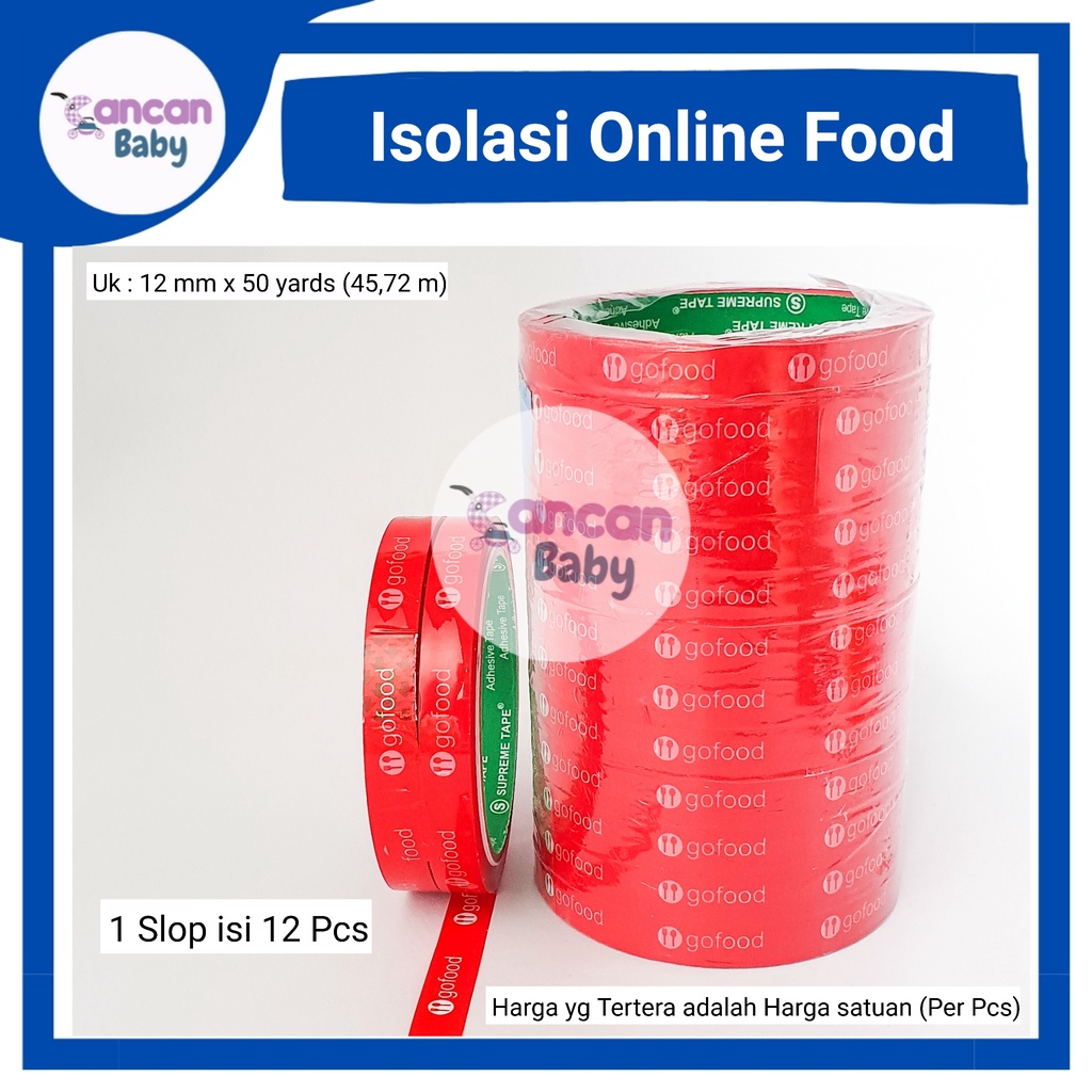 

Isolasi Printing Gofood 12mm x 50yard Lakban Selotip Makanan Online Food