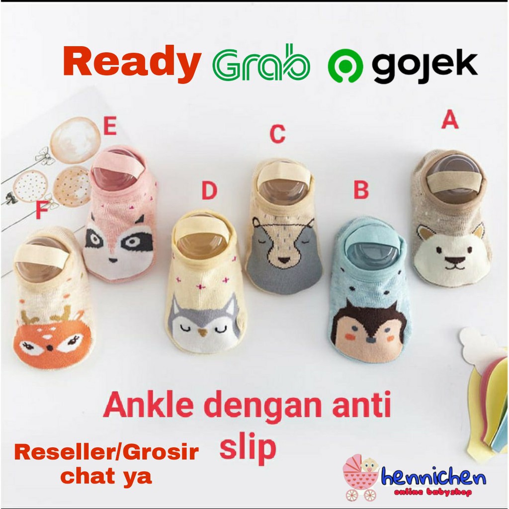 KAOS KAKI BAYI KARAKTER ANIMAL ANKLE DENGAN ANTI SLIP 0-12 bln