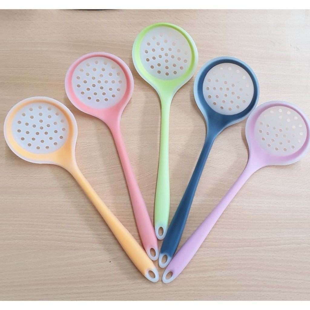 Spatula Silikon Skimmer Ladle Sutil 31Cm Silicone Saringan Tahan Panas