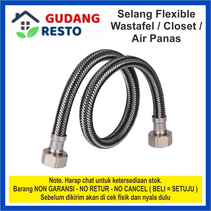 SELANG FLEKSIBEL ANYAM / JARING FLEXIBLE HOSE WASTAFEL TOILET CLOSET SHOWER WC 30 40 50 CM PANAS DINGIN WATER HEATER