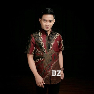 kemeja batik pria lengan pendek baju batik pria batik kantor seragam kerja ukuran reguler m.l.xl