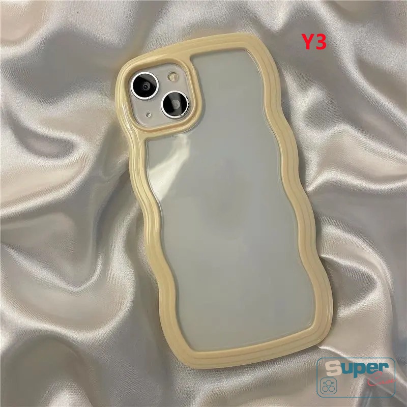 Case Simple Mewah Realme C55 C21Y C15 C35 C25s C12 C11 2021 9i C25Y C20 C20A C3 6i 5i 5 5s C1 Transparan Macaron Warna Permen Wavy Edge Bening Soft Case