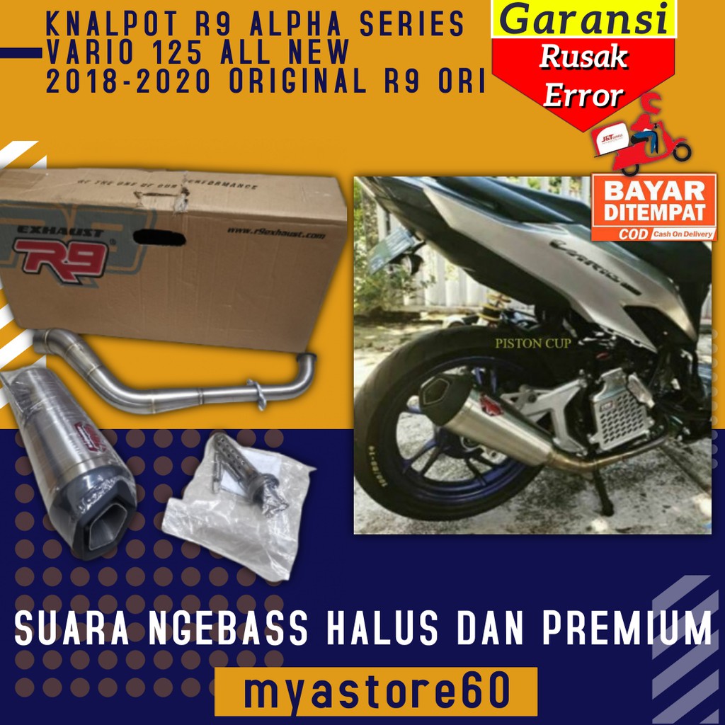 KNALPOT KENALPOT R9 ALPHA SERIES HONDA VARIO 125 ALL NEW 2018-2020 ORIGINAL R9 ORI SPAREPART