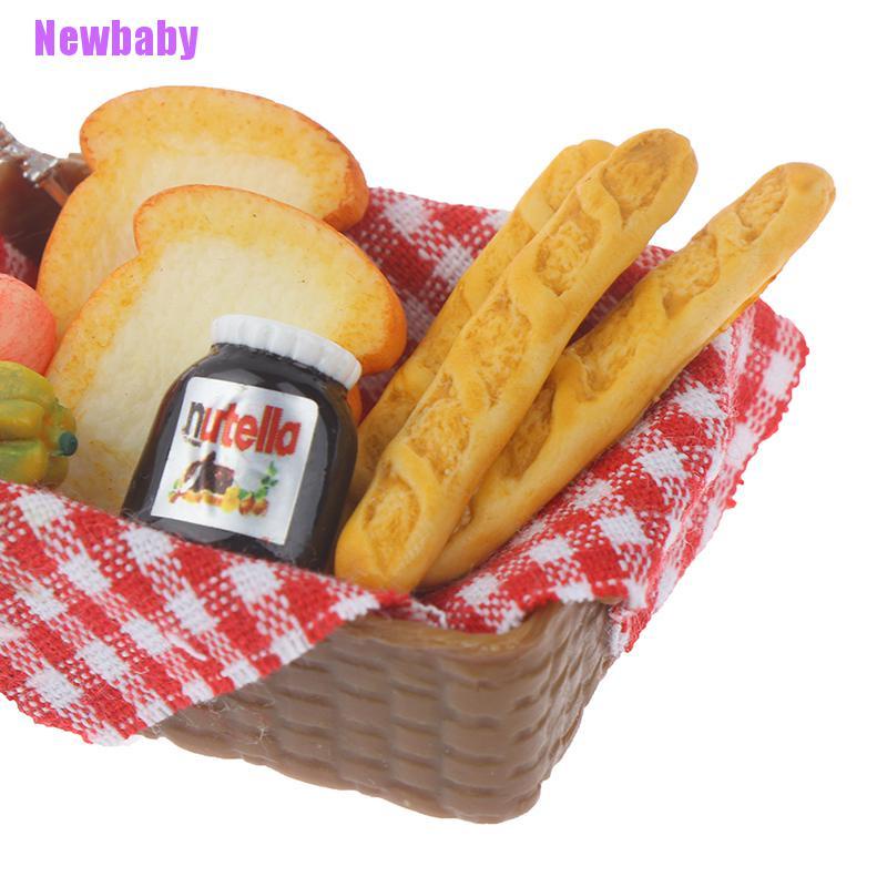 (Newbaby) Miniatur Keranjang Roti Skala 1: 12 Untuk Aksesoris Dapur Rumah Boneka