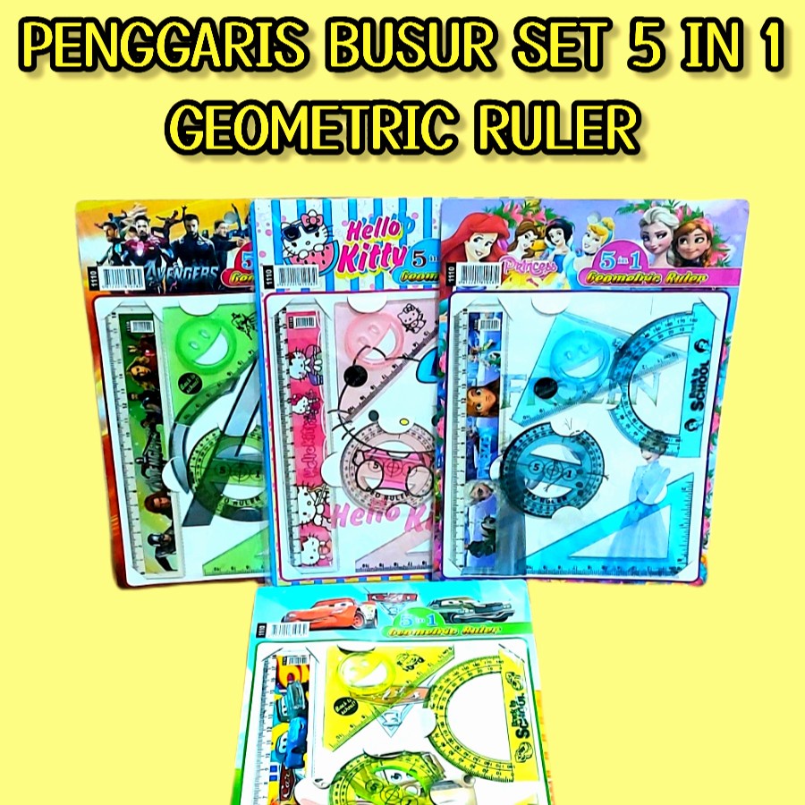 

Penggaris Busur set 5 in 1 FANCY Geometric Ruler Karakter