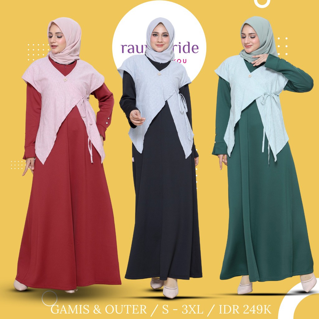 gamis outer rauna rk 238 / 239 / 240 / gamis plus outer / gamis dewasa / dress muslim / two peace