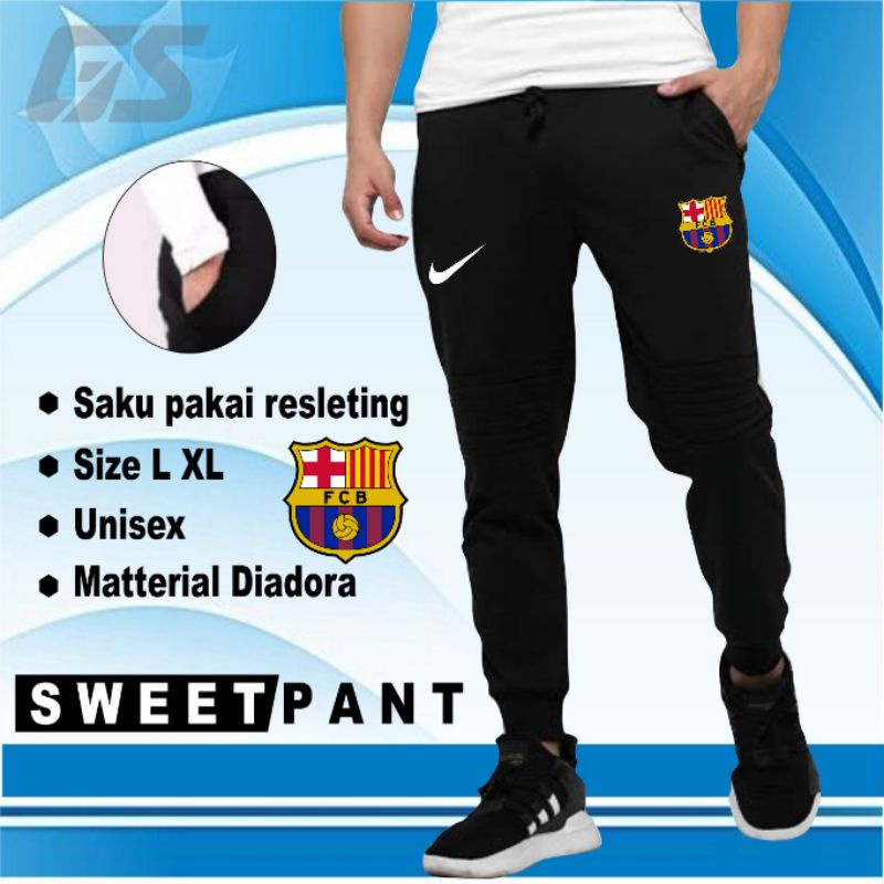 Celana Training Panjang BARCA Jogger Sweatpants REAL Madrid Joger Pants pria wanita olahraga