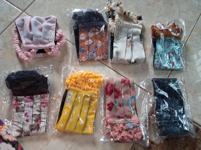 Masker Hijab Motif Polka Love 2ply Tali Serut
