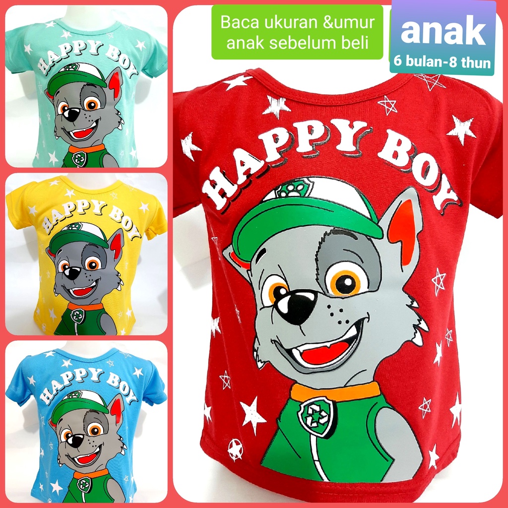 Kaos Anak laki laki 6 bulan - 8  tahun oblong S M L XL atasan cowok baju murah dog grosir