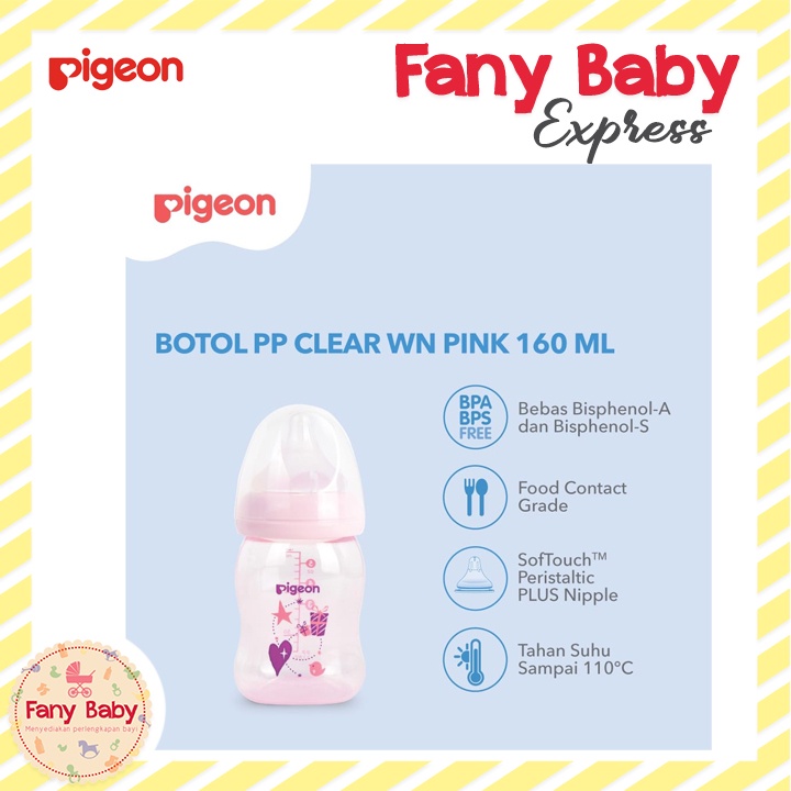 PIGEON BOTTLE PP CLEAR WIDE NECK 160ML