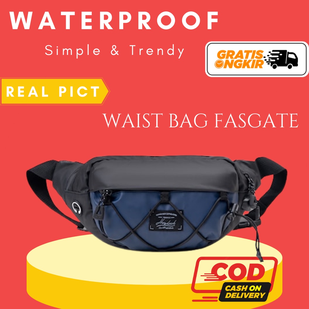 TAS SELEMPANG PRIA WANITA MODIS MODEL WAIST BAG COWOK FASHION PRIA WANITA KEKINIAN BAHAN WATERPROOF 