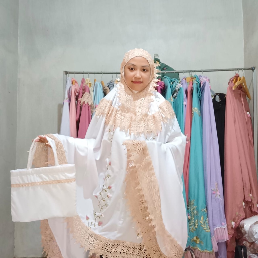 Mukenah Renda Kuncup Series Warna PUTIH  Dewasa jumbo