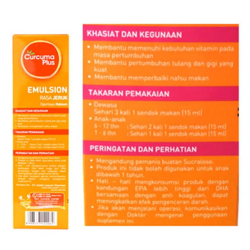 Vitamin Curcuma Plus GROW Emulsion  - Jeruk 200ml (1-6 Tahun)