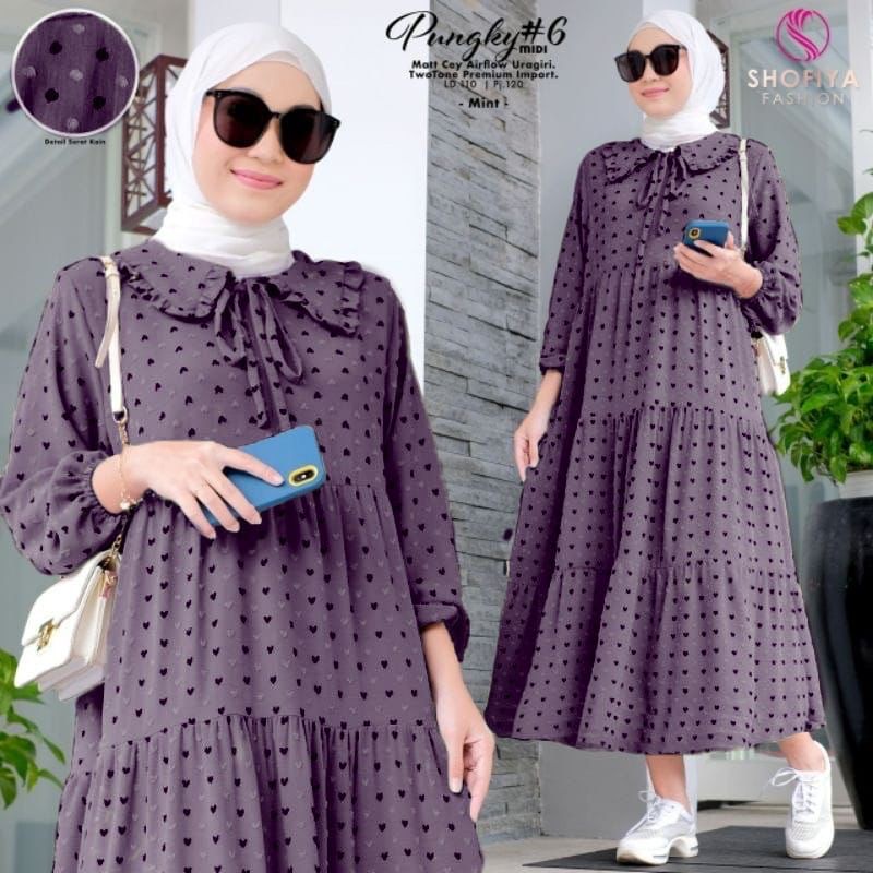 PUNGKY MIDI/DRESS MIDI KEKINIAN/MIDI DRESS TRENDY/MIDI DRESS REMAJA/MIDI DRESS TERMURAH