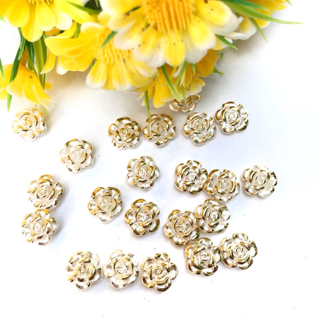 Mawar Ivory Gold Bahan craft isi 10pcs Nailart Bahan Tasbih Digital