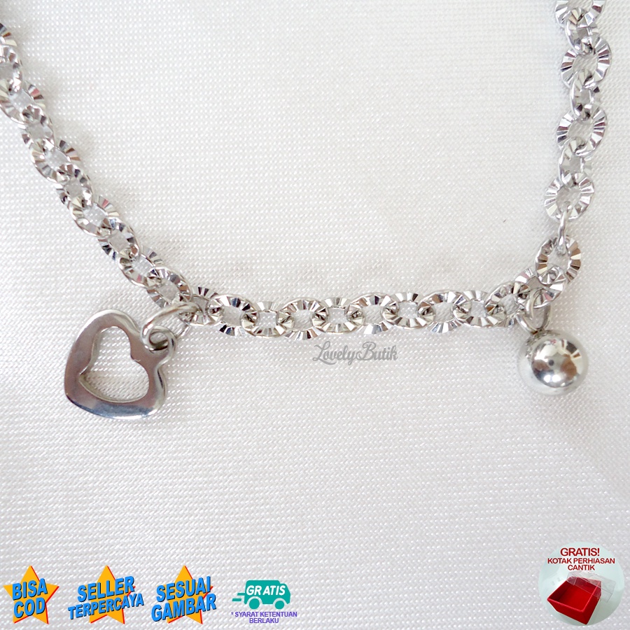 Lovelybutik - Gelang Anak Perempuan Titanium Asli Anti Karat - Gelang Tangan Anak Cewek Lucu Lov3 Bonus Kotak Perhiasan