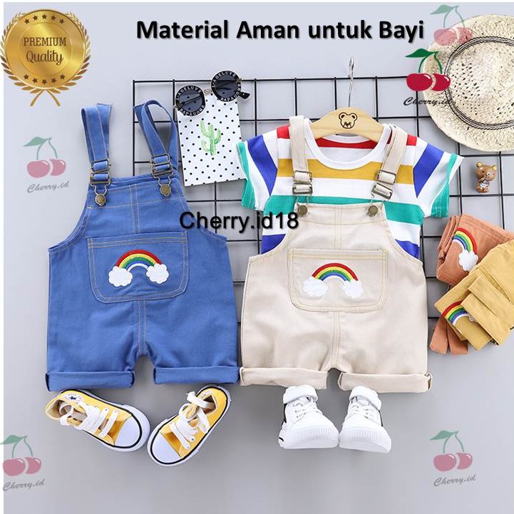 Promo 9.9 Cherry COD Setelan Overall Bayi / Set Jumpsuit Anak / Baju Kodok Anak Cowok JL01/BACA DULU