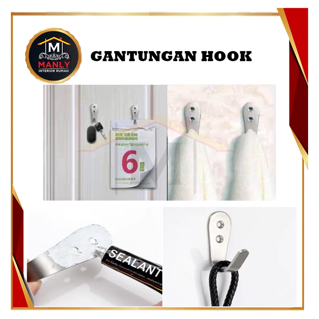 Kapstok Stainless Gantungan Baju / Cantolan Hook Kait Singel Stainless Capstok, FREE SEKRUP