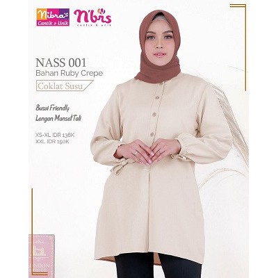 NIBRAS NASS 01 BAHAN RUBY CREPE ATASAN WANITA POLOS BLOUSE MUSLIMAH MODERN TRENDY FASHIONABLE