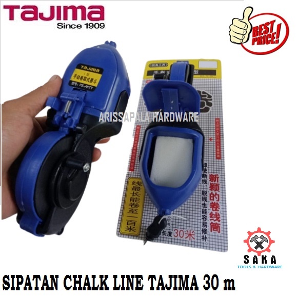 Sipatan Sipat Tukang Chalk Line Penggaris Benang 30 mtr TAJIMA