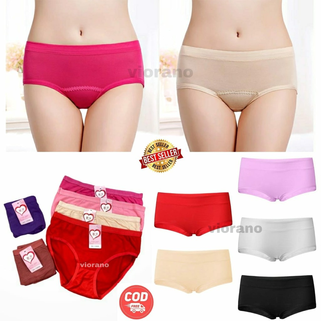 Grosir 1Lusin Celana Dalam Wanita Katun Murah 12pcs Cd Cewek Motif Polos Pakaian Dalam Import