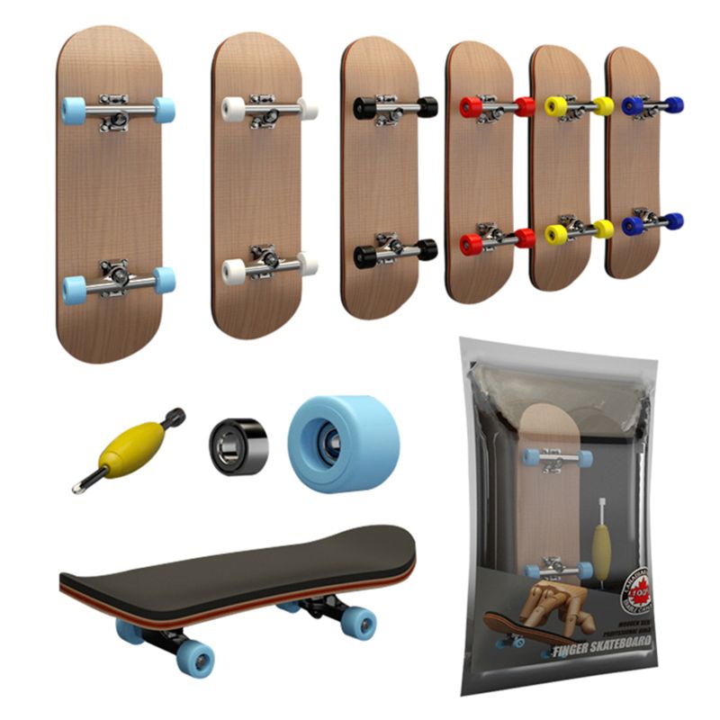 Set Mainan SkateBoard Jari Bahan Kayu Untuk Hadiah Anak