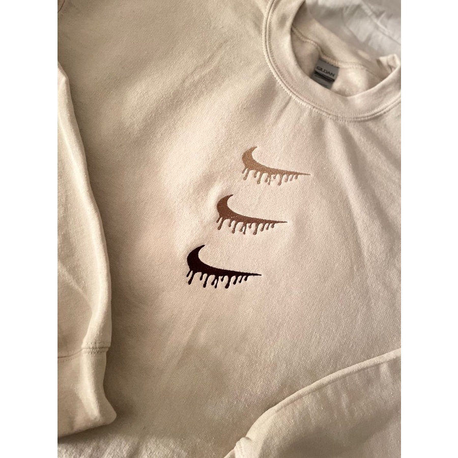 SWEATER WANITA MELTING NIKEE BORDIR /// PAKAIAN WANITA LUCU FLEECE TEBAL KEKINIAN PREMIUM TERBARU''