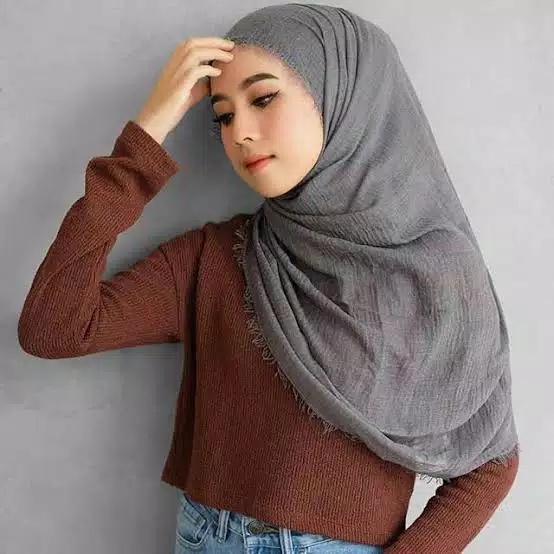 Termurah Pashmina Crinkle Azara / Pashmina Crinkle / Crinkle Azara-Dark grey
