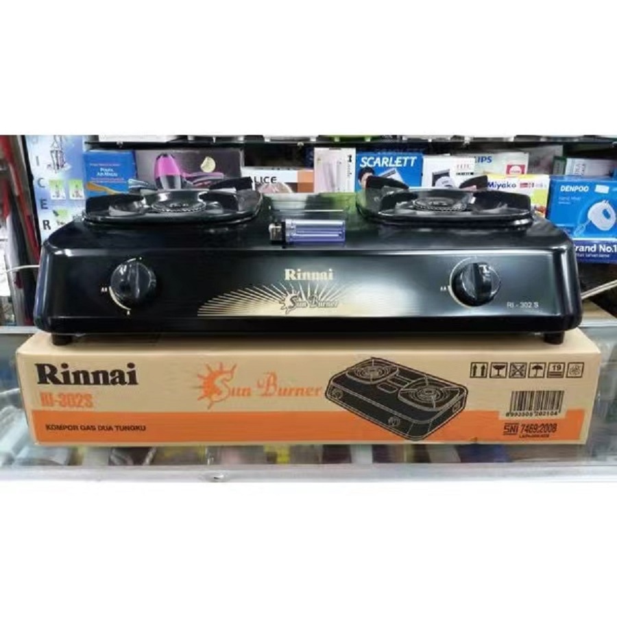 Kompor Gas Rinnai 2 Tungku RI302S / RI-302 S / RI 302 s Teflon Sun Burner