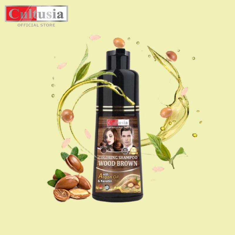 CULTUSIA Coloring Shampoo Wood Brown With ARGAN OIL &amp; KERATIN 160ml