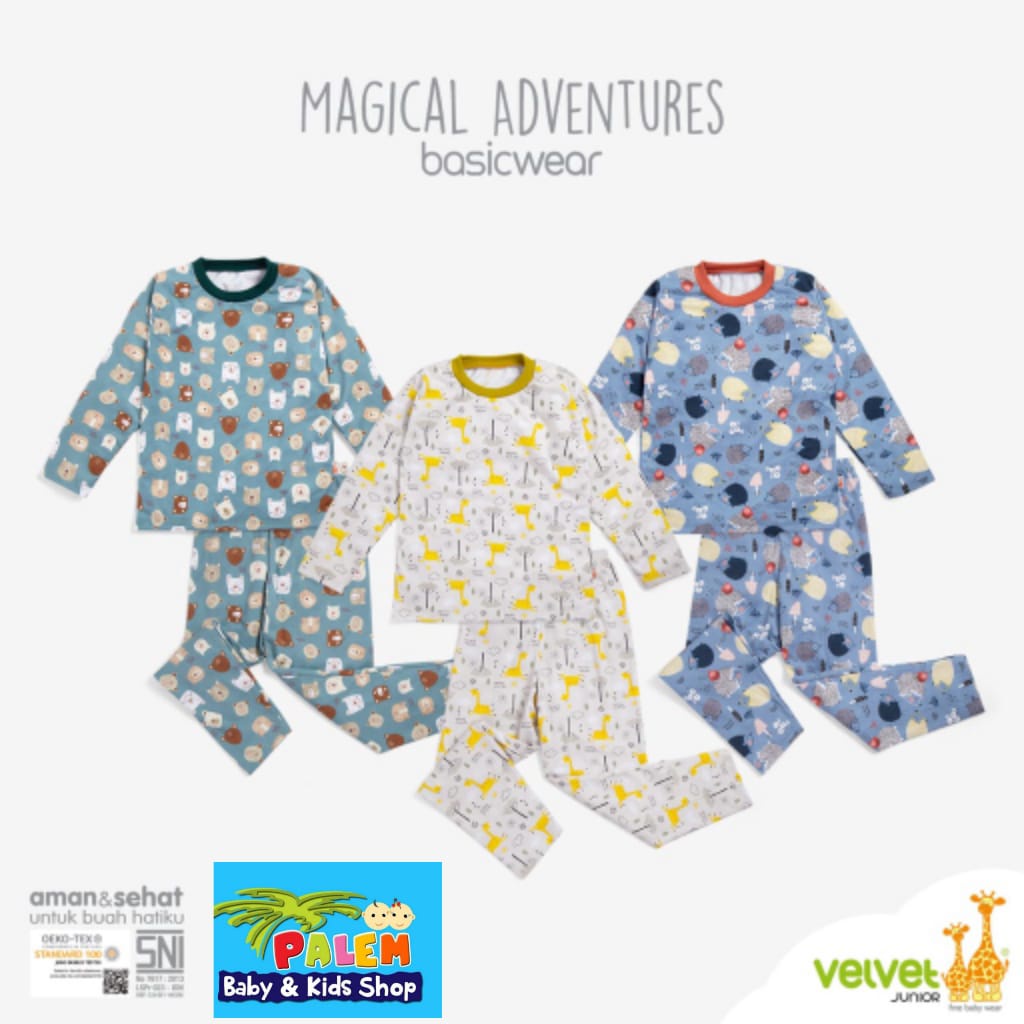 3pcs setelan Velvet junior oblong panjang/piyama baby S,M,L.LB,XL,XXL