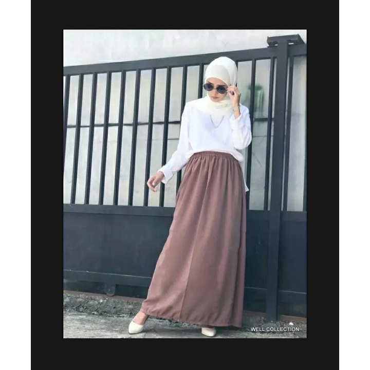 Rok Wolfis Murah Grade A - Rok Bahan Woolpeace Panjang