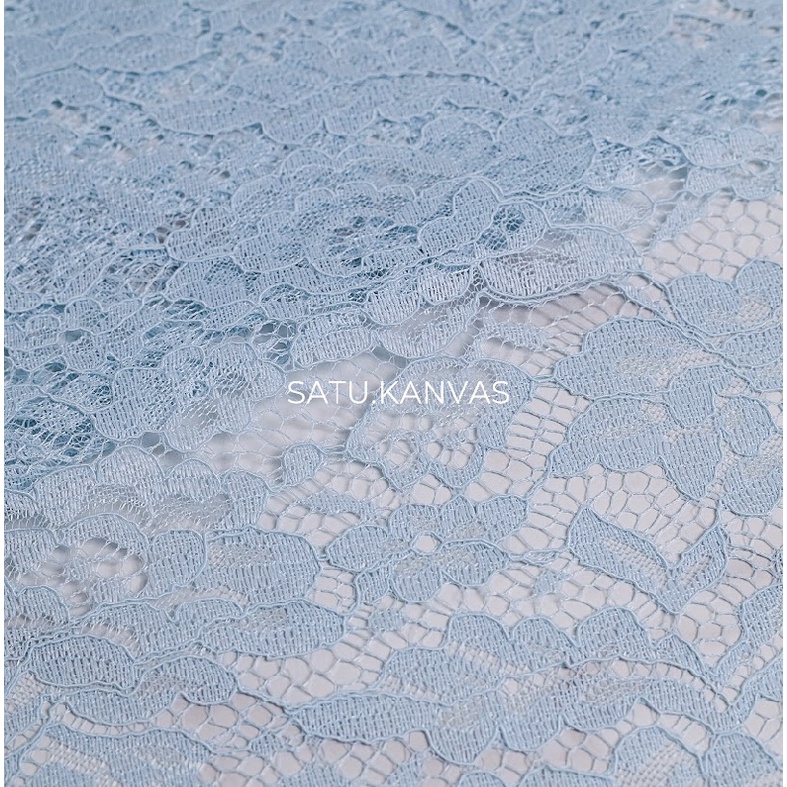 Kain BROKAT CORD LACE NON GLITTER-BIRU MUDA