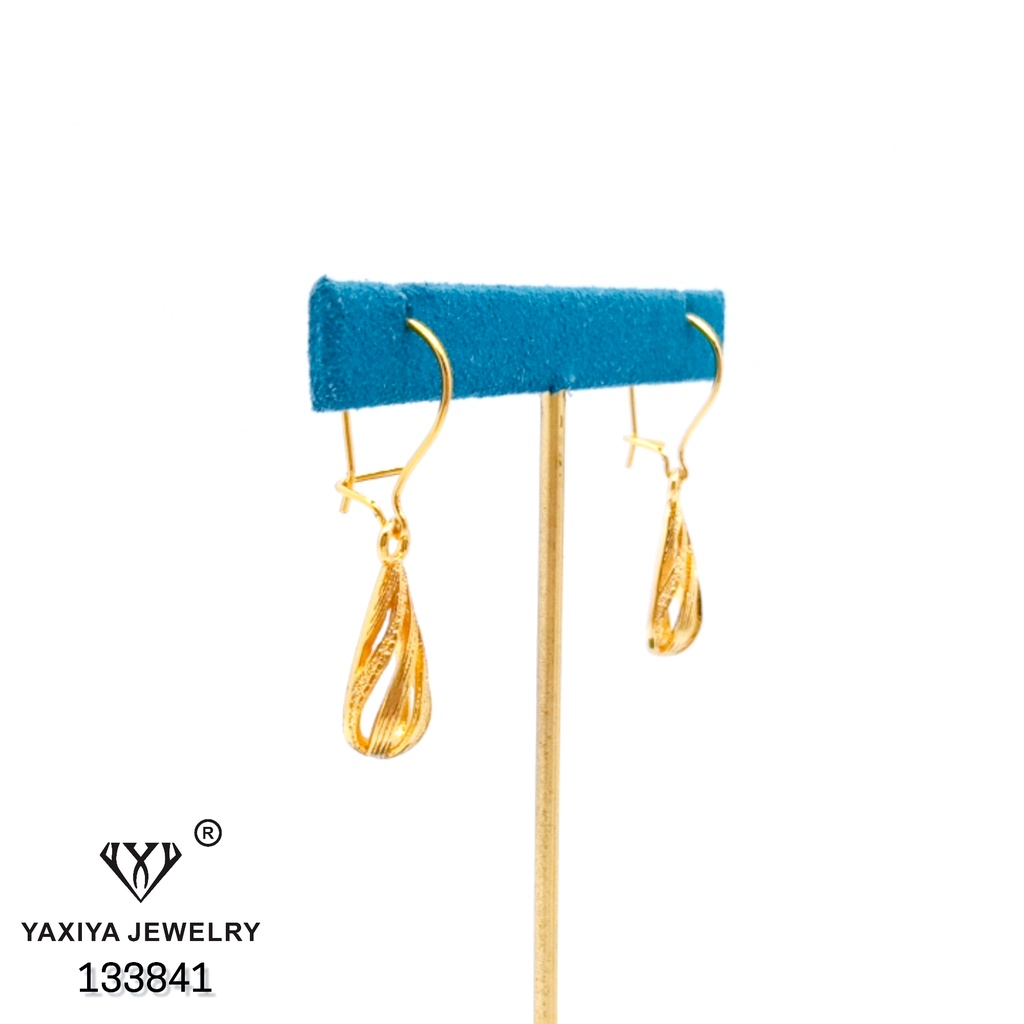 Yaxiya Anting Wanita Gantung Polos Tetes Air Perhiasan 18k 344-2