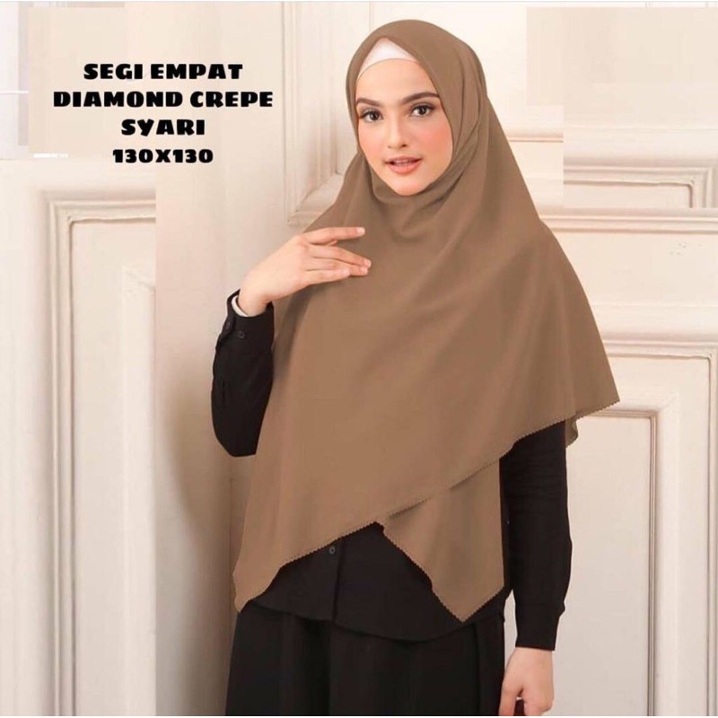 [BISA COD] SEGIEMPAT DIAMOND SYAR'I LASER CUT / JILBAB HIJAB CREPE  SYARI ZIGZAG