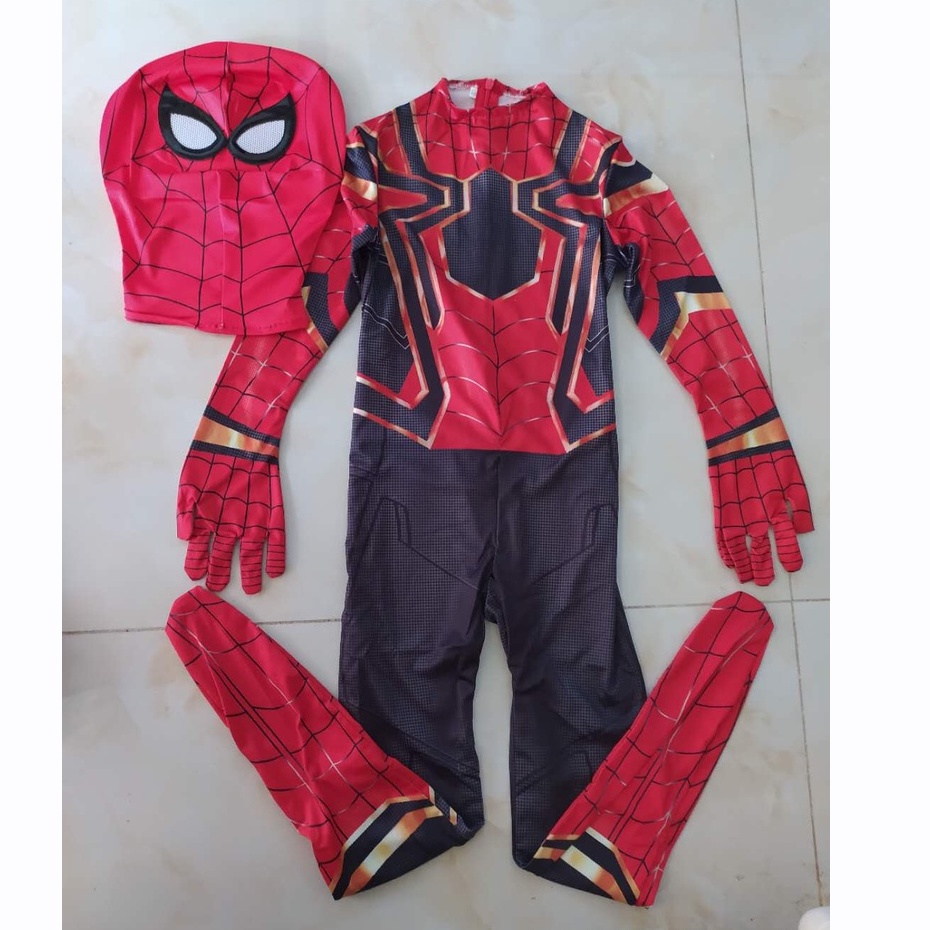 Import Cos game suit Asli Kostum Spiderman Anak Real Superhero The Avengers Cosplay Costume 3-12 Tahun