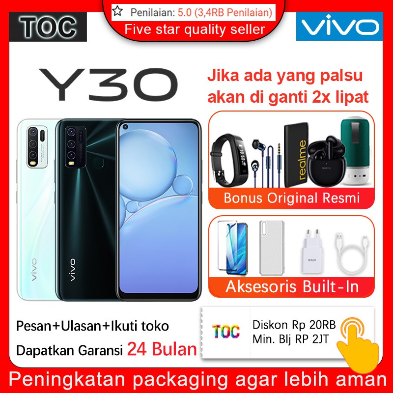 VIVO Y30 Y30i RAM 4G ROM 64GB 128GB Garansi resmi handphone vivo hp