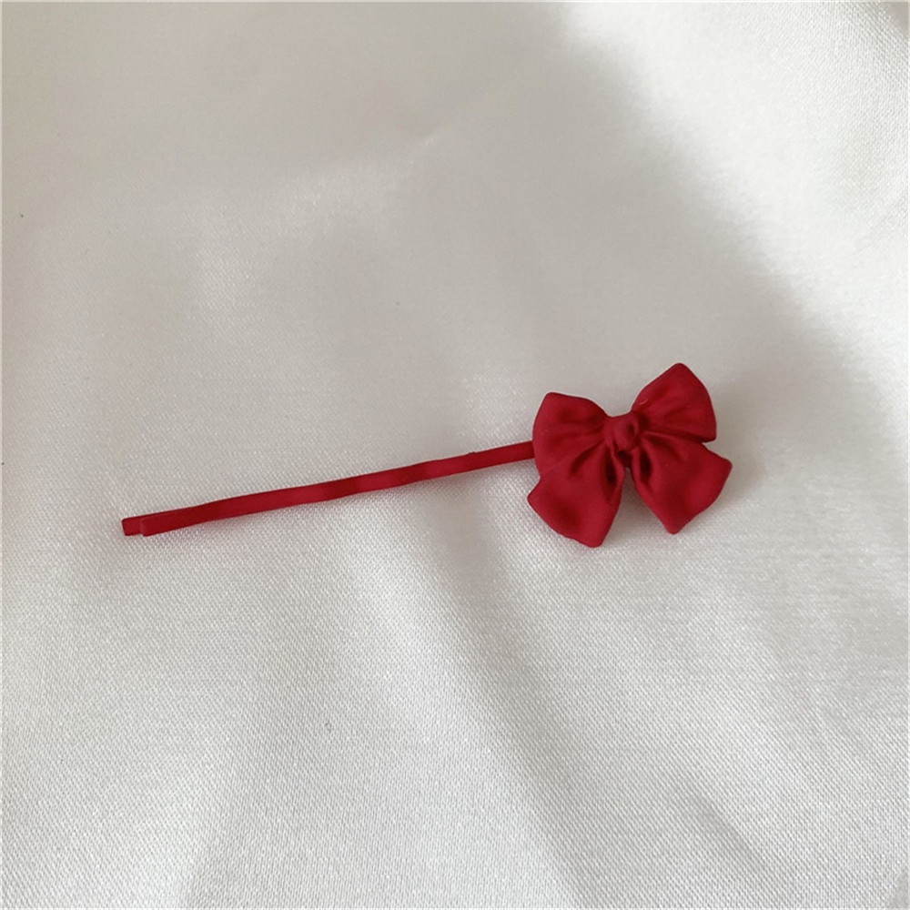 2pcs Jepit Rambut Model Pita Warna Merah Gaya retro Untuk Wanita